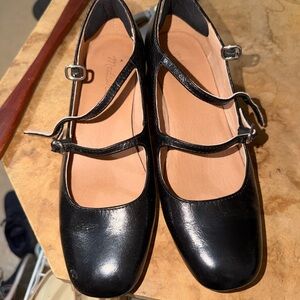 Madewell Black Leather Mary Jane Heels